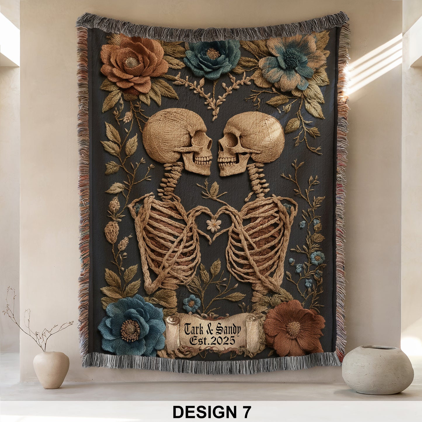 Skeleton Couple Till Death Blanket, Personalized Skeleton Lovers Wedding Blanket, Spooky Goth Couple Halloween Gift, Valentines, Anniversary